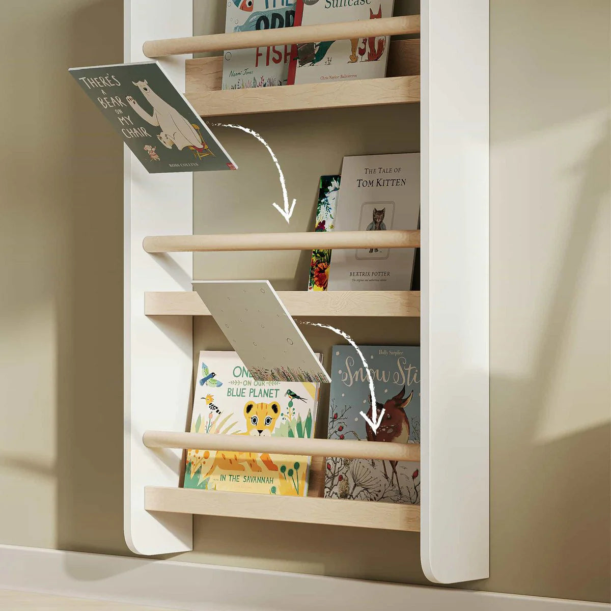 Kaivo Montessori Kinderboekenrek voor aan de Muur