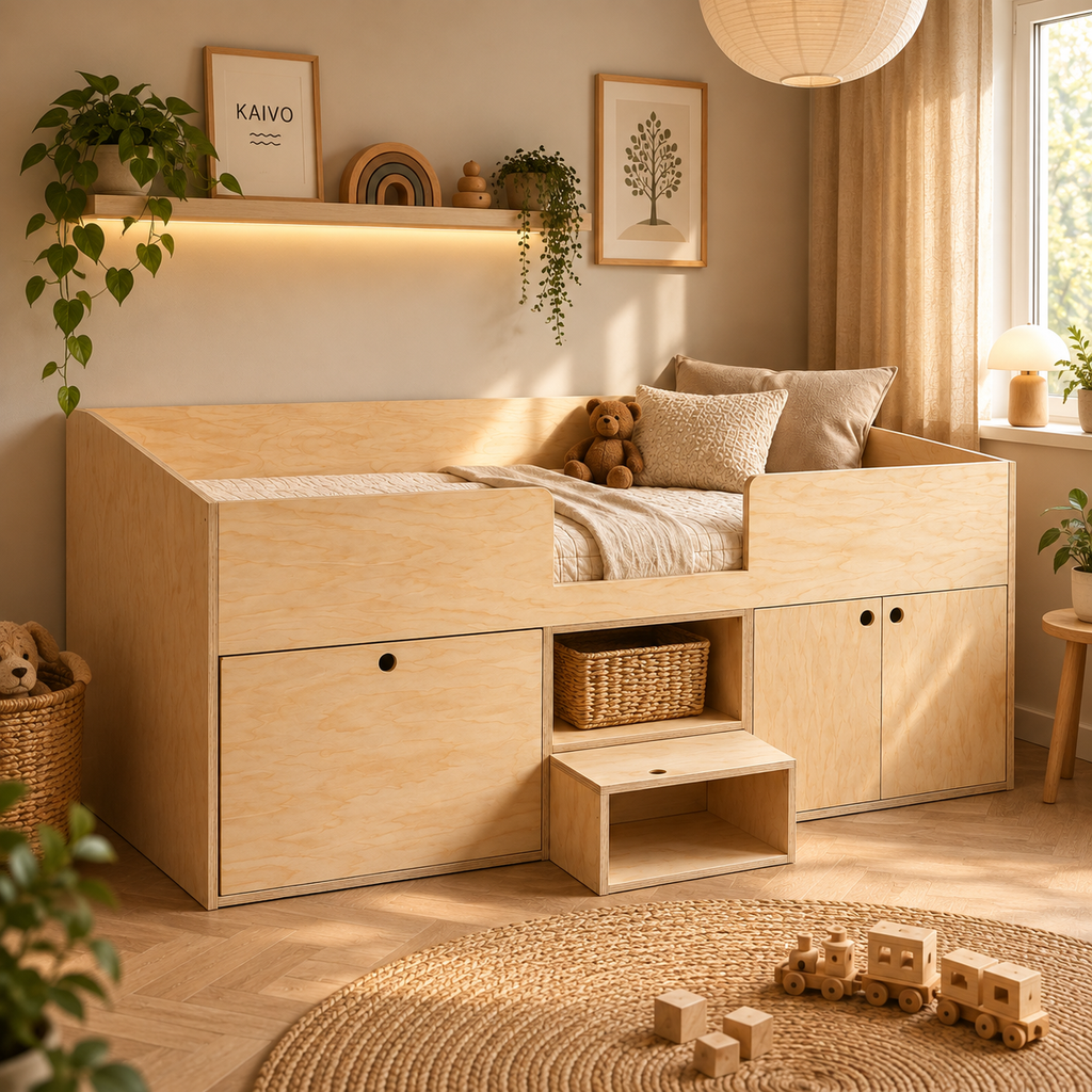 Lit-cabane Montessori Kaivo avec espace de rangement Utrecht