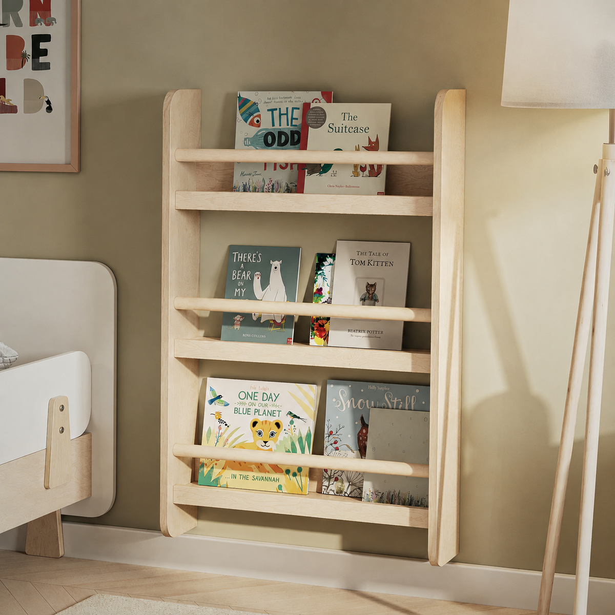 Kaivo Montessori Kinderboekenrek voor aan de Muur