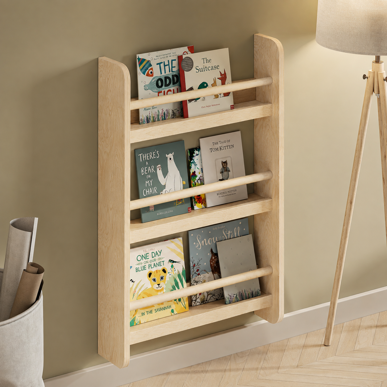Kaivo Montessori Kinderboekenrek voor aan de Muur