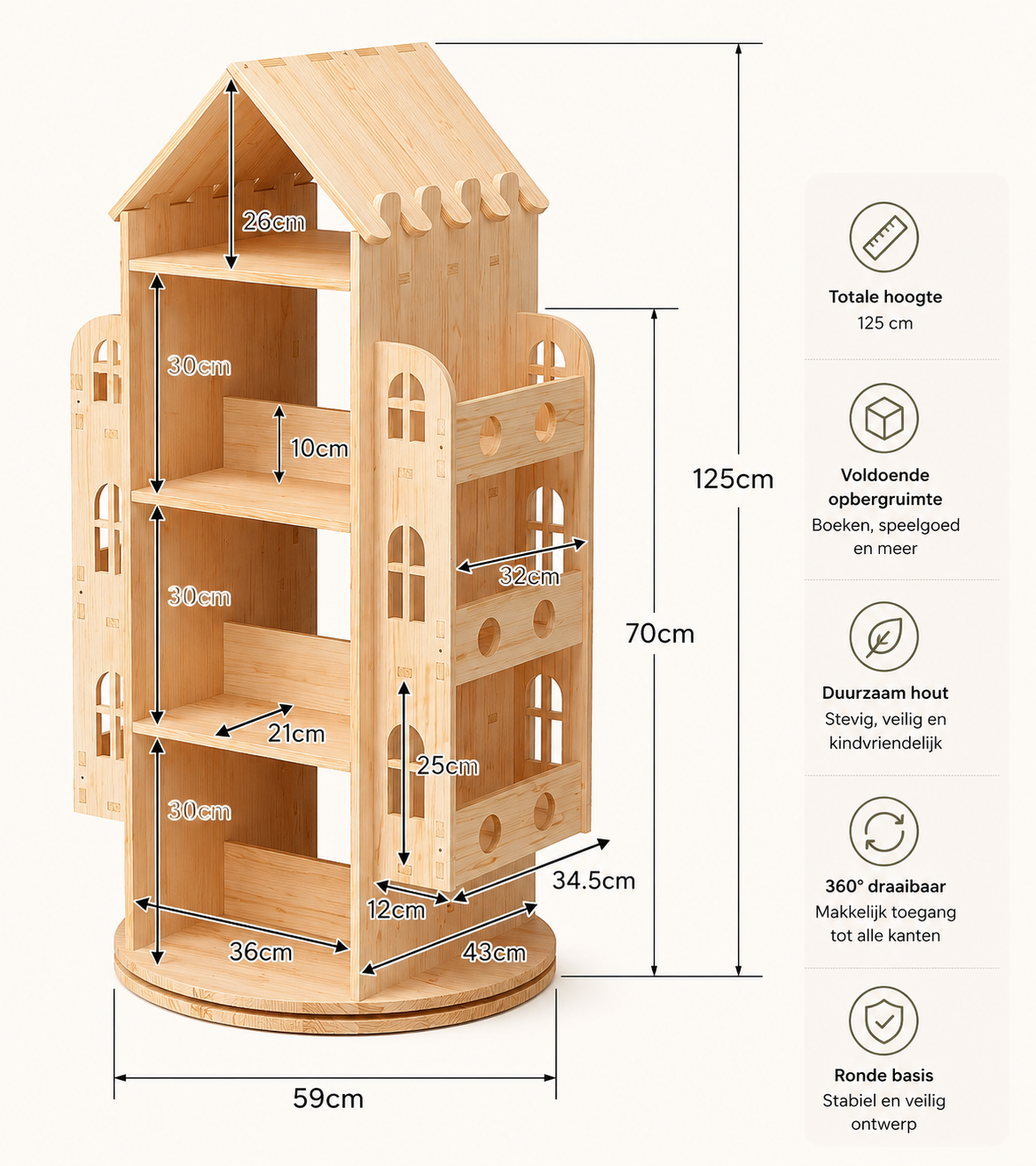 Kaivo Draaibare Montessori Boekenkast
