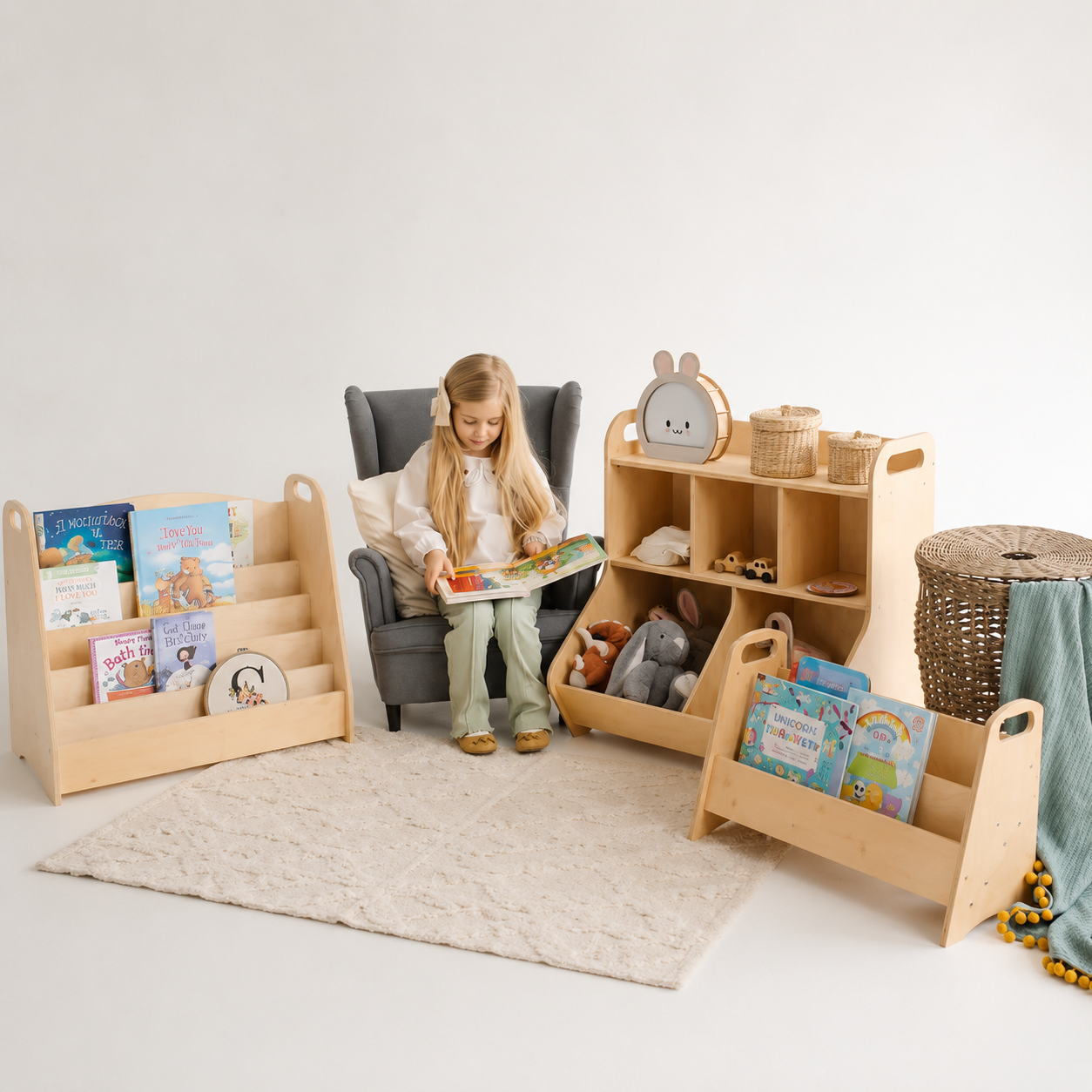 Kaivo Montessori Boekenrek Houten Kinderboekenkast