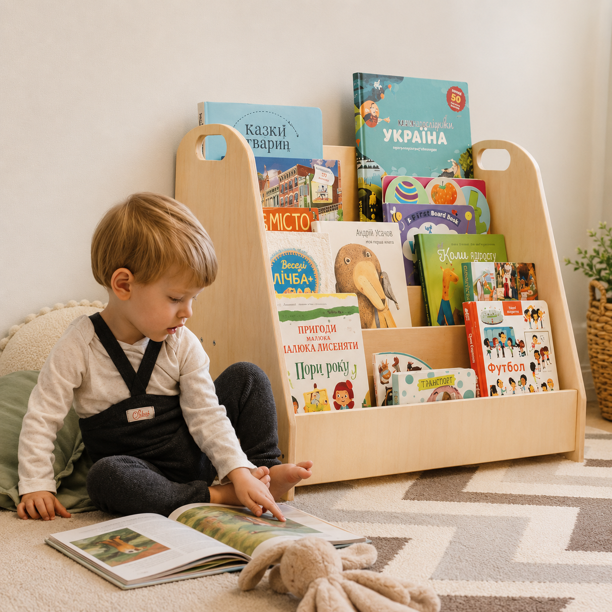 Kaivo Montessori Boekenrek Houten Kinderboekenkast