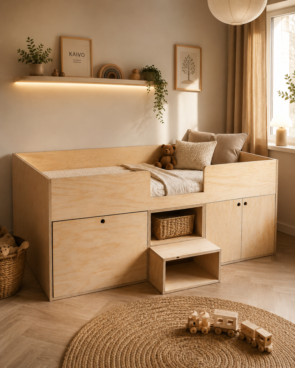 Kaivo Montessori Kajuitbed met Opbergruimte