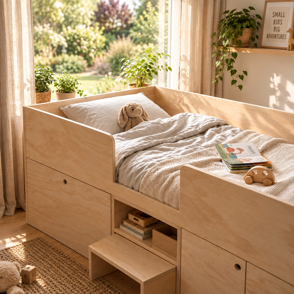 Lit-cabane Montessori Kaivo avec espace de rangement Utrecht