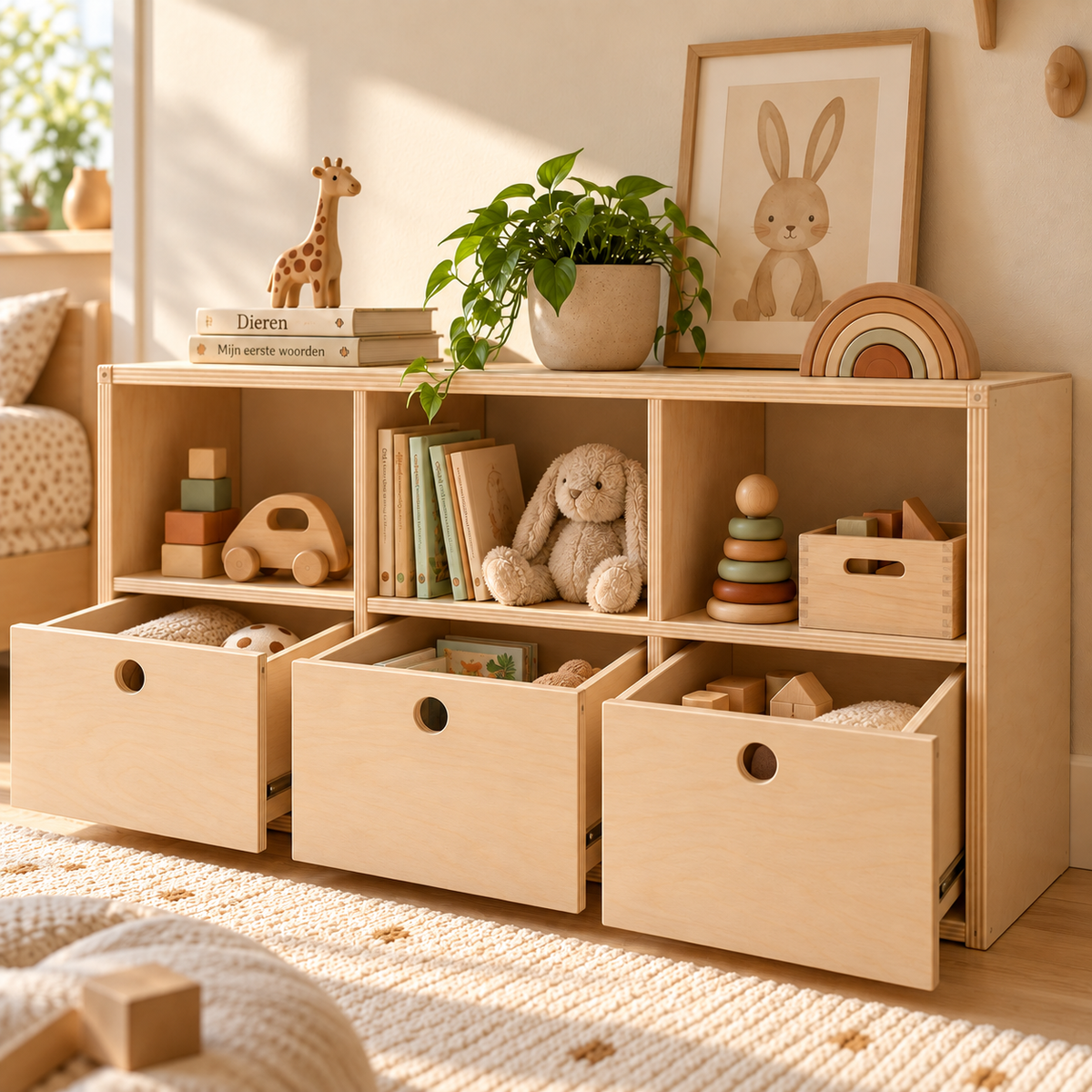 Meuble à jouets Kaivo avec bacs de rangement Berlin