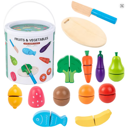 Kaivo Montessori Houten Fruit & Groente Snijset voor Kinderen
